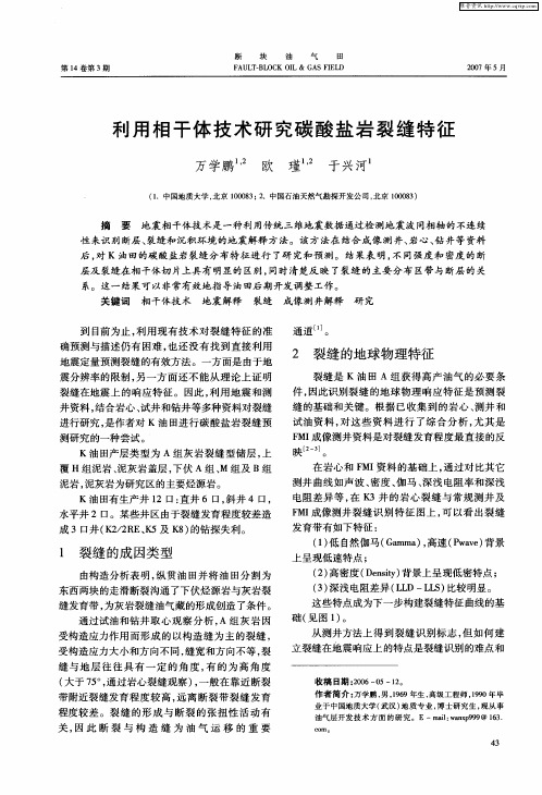 利用相干体技术研究碳酸盐岩裂缝特征