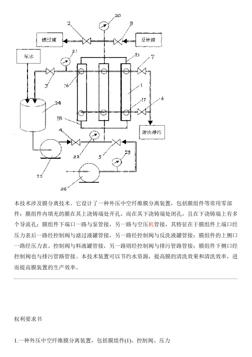 外压中空纤维膜分离设备及其使用方法的生产技术