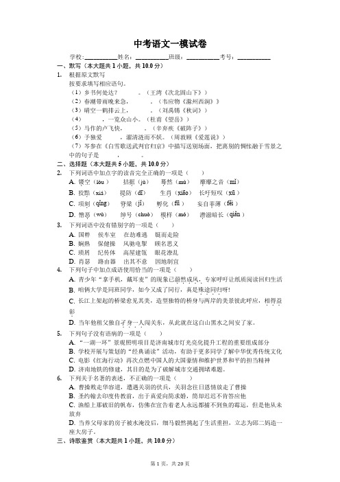 山东济南 中考语文一模试卷-(含答案)