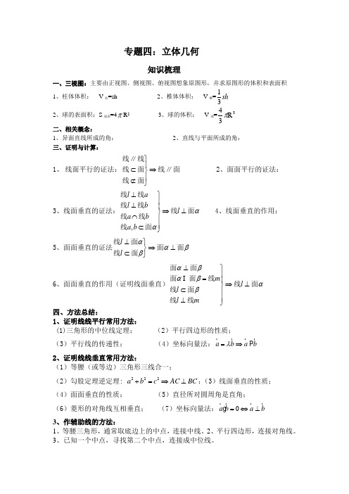 高一数学 立体几何专题复习