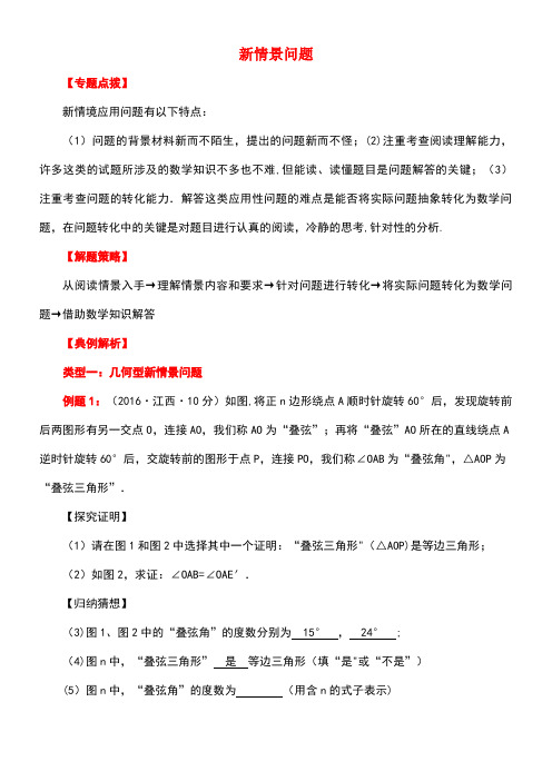 中考数学专题复习新情景问题