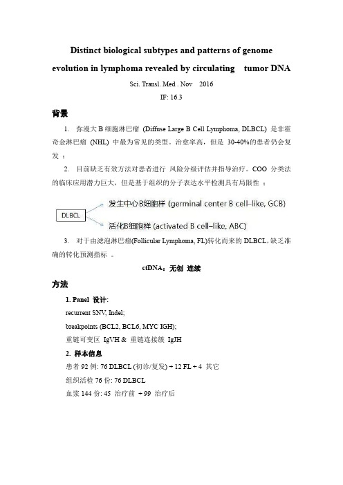 ctDNA在淋巴瘤诊疗中的全程应用