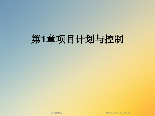 第1章项目计划与控制