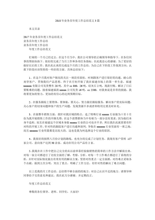 2018年业务员年度工作总结范文3篇.doc