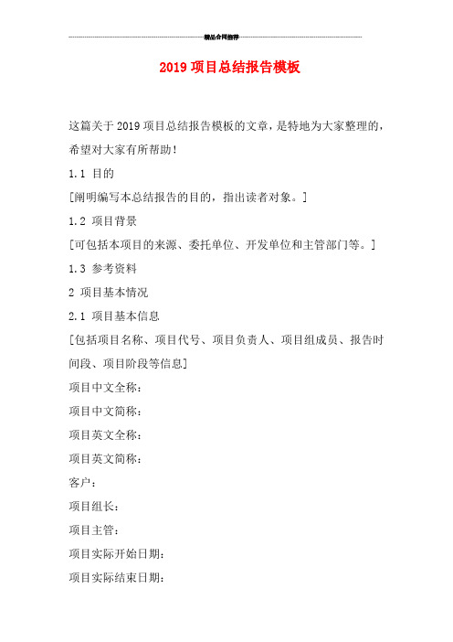 2019项目总结报告模板