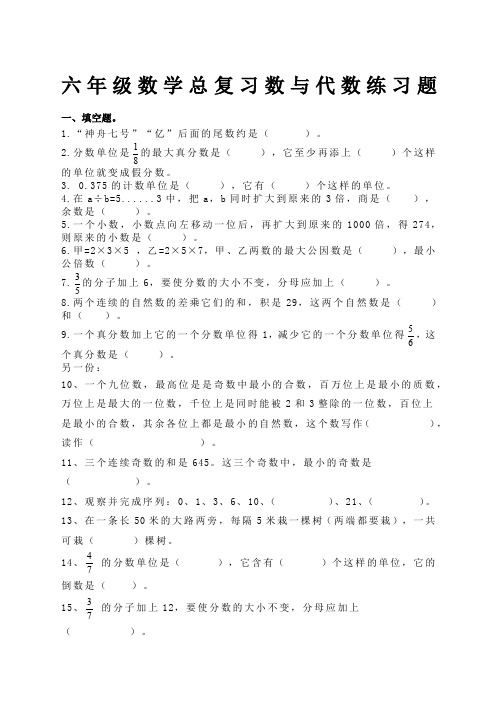 新人教版六年级小升初数学总复习数与代数第一节数的认识的练习题及答案