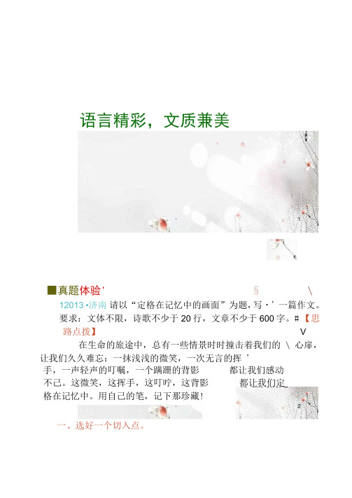 中考语文复习PPT课件写作36写作指导：语言精彩,文(精)
