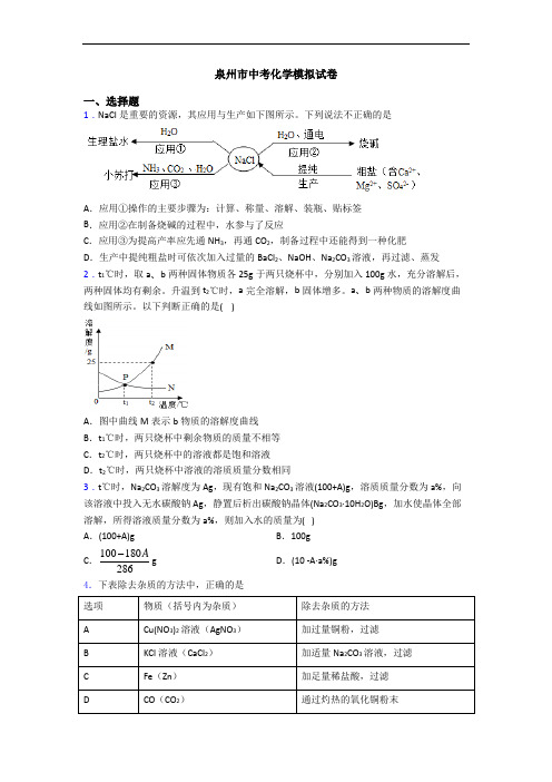 泉州市中考化学模拟试卷