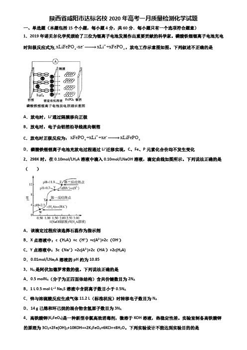 陕西省咸阳市达标名校2020年高考一月质量检测化学试题含解析