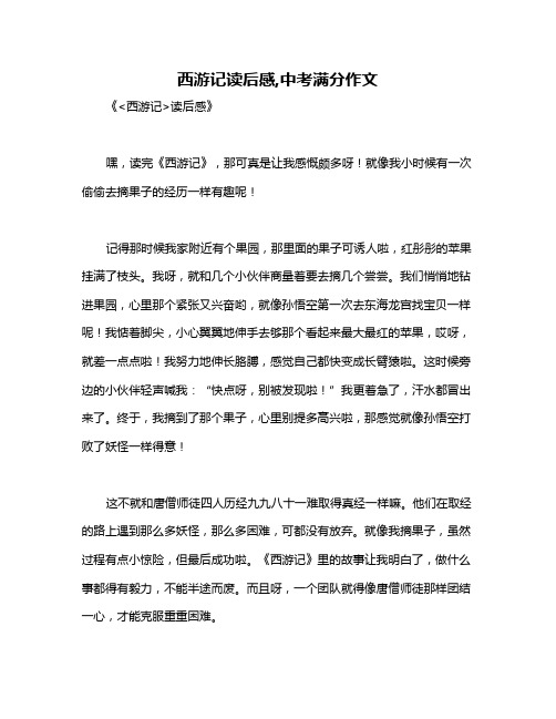 西游记读后感,中考满分作文