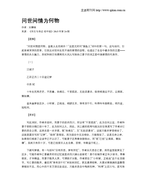 问世间情为何物