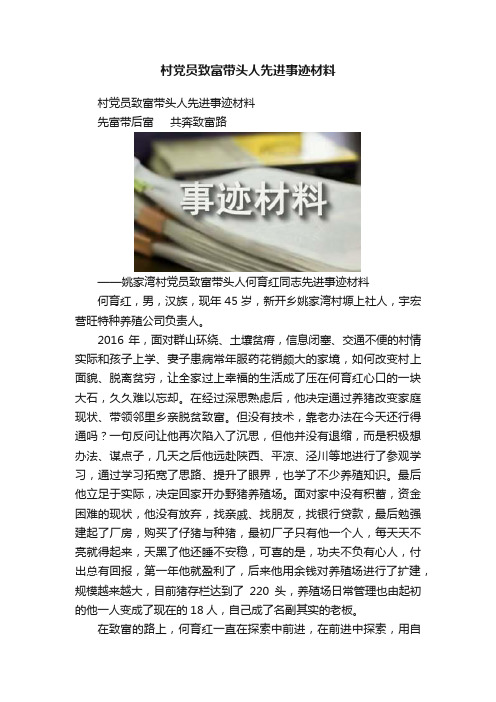 村党员致富带头人先进事迹材料