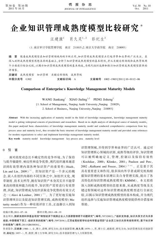 企业知识管理成熟度模型比较研究-情报杂志