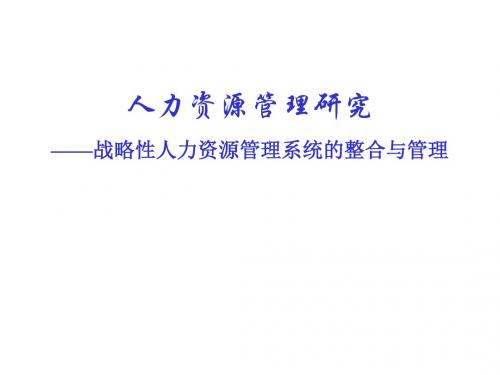 战略性人力资源管理系统设计