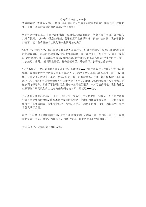 行走在书中优秀作文800字
