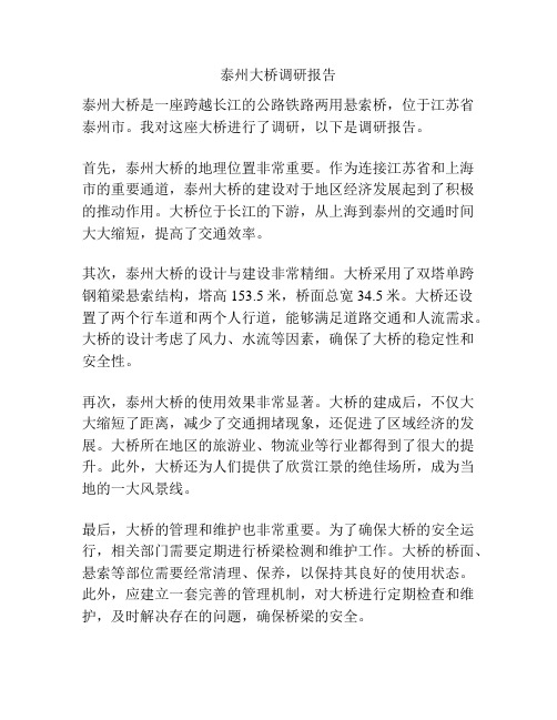 泰州大桥调研报告