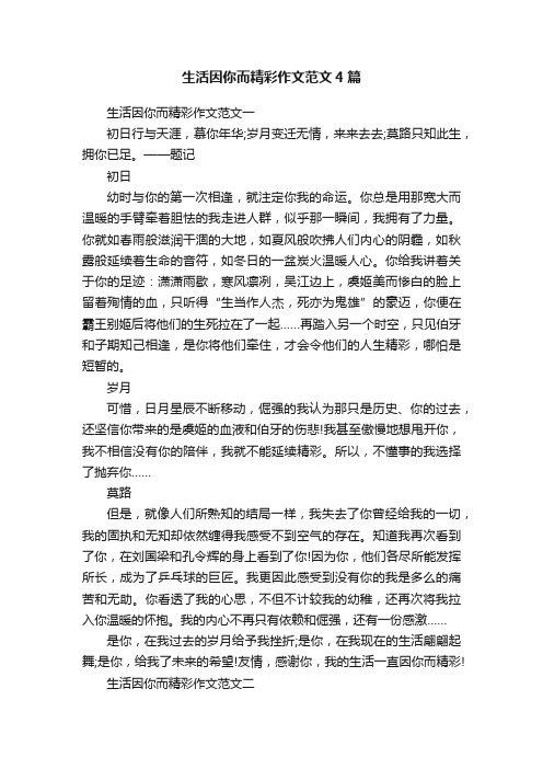 生活因你而精彩作文范文4篇
