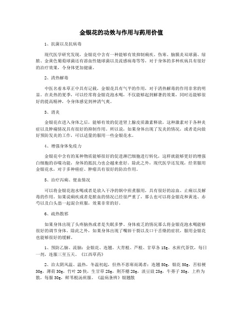 金银花的功效与作用与药用价值