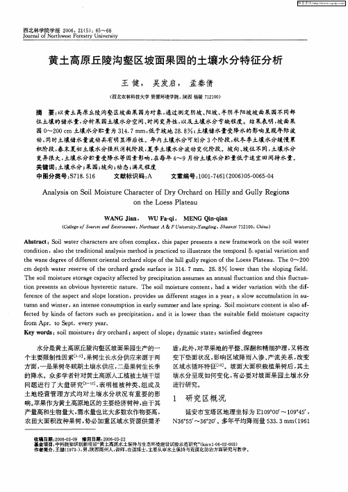 黄土高原丘陵沟壑区坡面果园的土壤水分特征分析