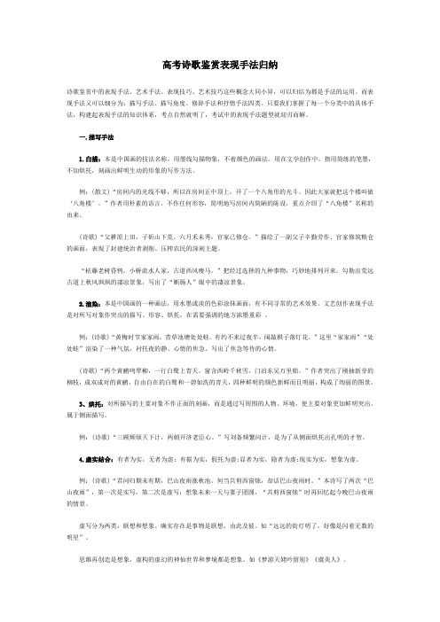 2017年高考诗歌鉴赏表现手法归纳解析