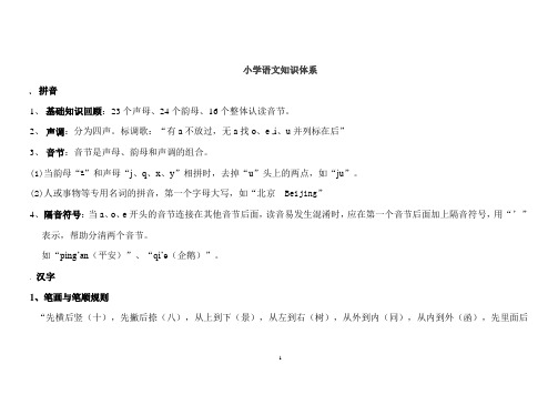 小学语文知识体系