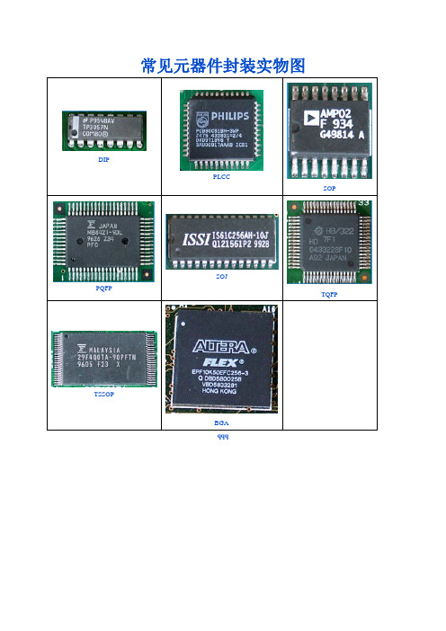 元器件封装实物图.doc(实物图,DIP、PLCC、SOP、PQFP、SOJ、TQFP、TSSOP、BGA)