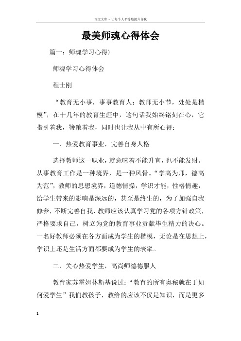 最美师魂心得体会