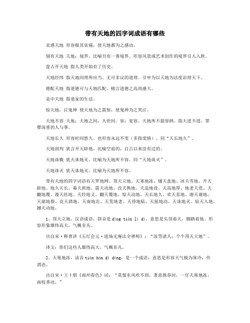 带有天地的四字词成语有哪些