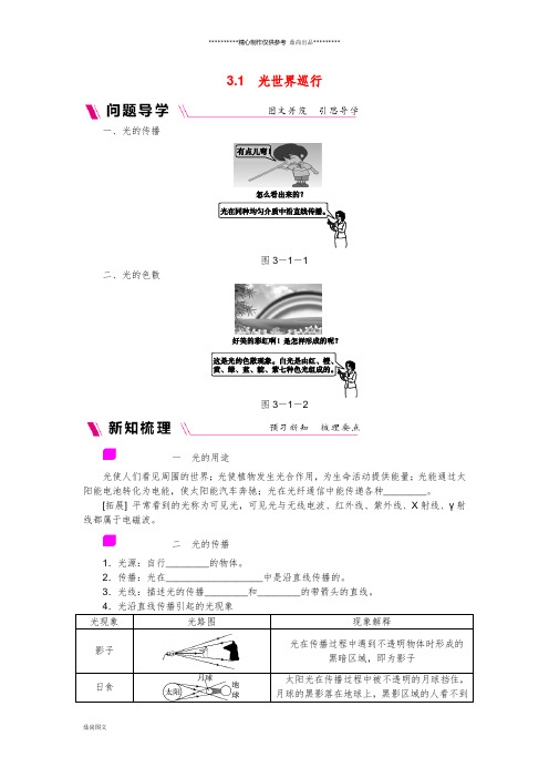 八年级物理上册 3.1 光世界巡行练习 (新版)粤教沪版