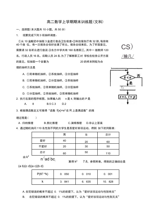 老河口市高级中学高二数学综合训练题
