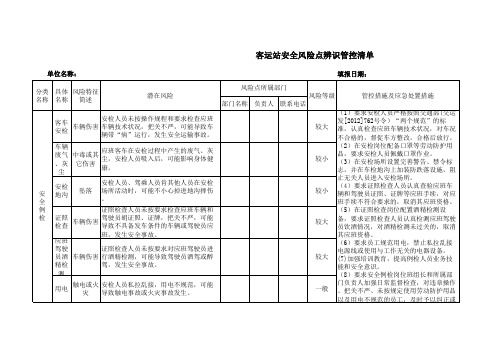 客运站风险点辨识管控清单资料整理