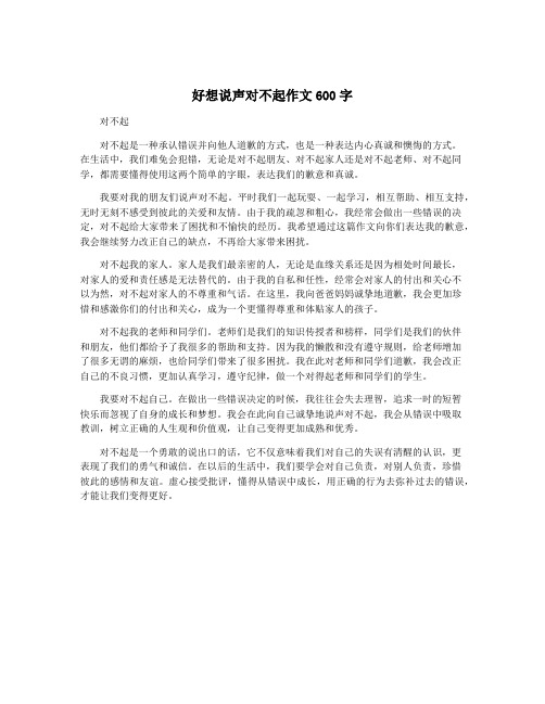 好想说声对不起作文600字