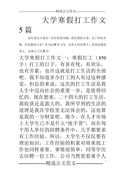 大学寒假打工作文5篇_0