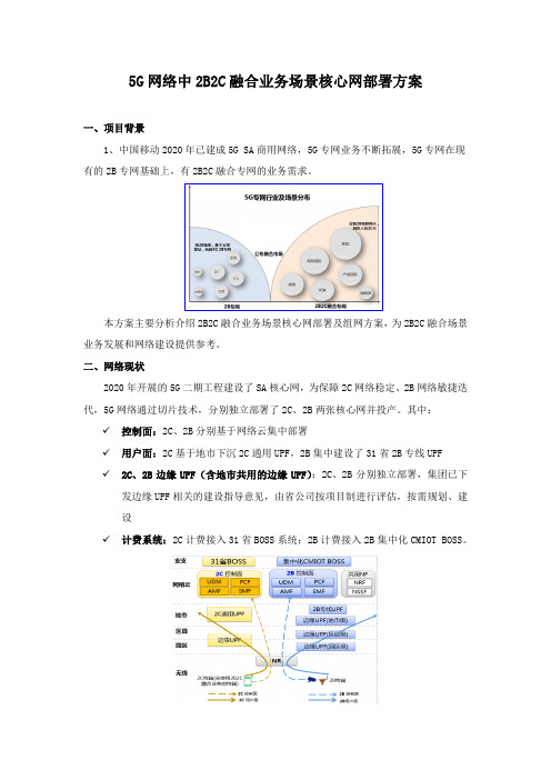 5G网络中2B2C融合业务场景核心网部署方案