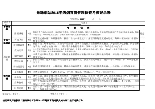 烤烟育苗管理检查考核记录表(1)
