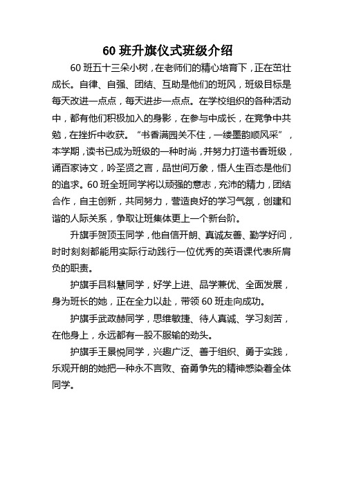 升旗仪式班级介绍