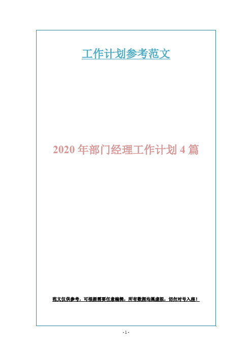 2020年部门经理工作计划4篇
