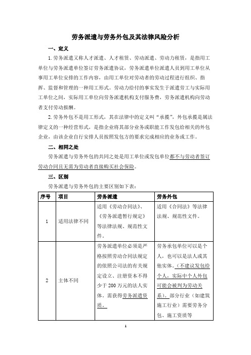 劳务派遣与劳务外包及其法律风险分析