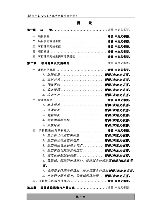 35万吨氧化钙生产线节能技术改造项目可行性研究报告