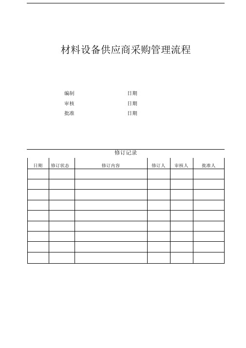 房地产开发公司-材料设备供应商采购管理流程