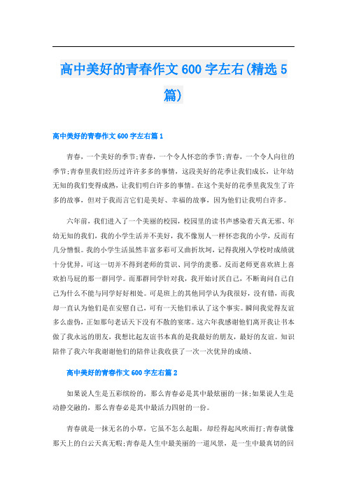 高中美好的青春作文600字左右(精选5篇)