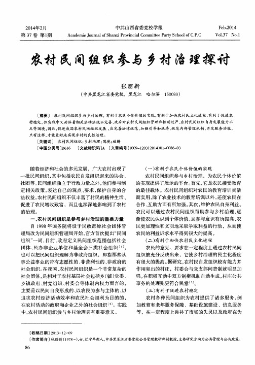 农村民间组织参与乡村治理探讨