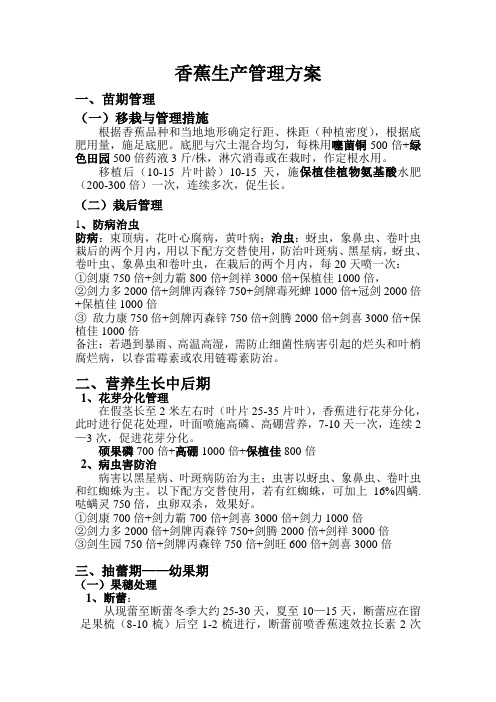 香蕉管理方案