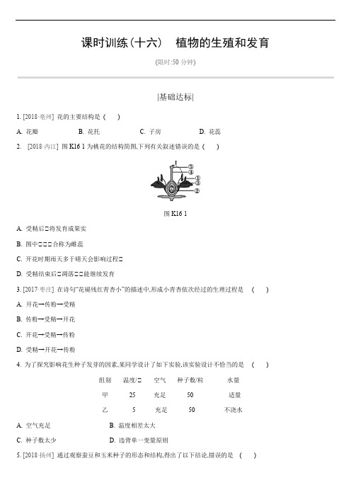 2019年江苏省徐州市中考生物复习(课件+练习)第六单元 生命的延续与进化 课时训练16 植物的生殖和发育