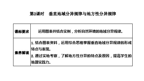 人教版地理选择性必修1 第五章 自然环境的整体性与差异性第2课时 垂直地域分异规律与地方性分异规律