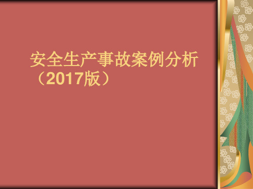 生产安全事故案例分析(2017年版)