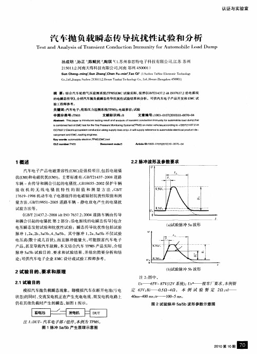 汽车抛负载瞬态传导抗扰性试验和分析