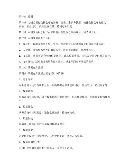 银行数据仓库流程管理制度