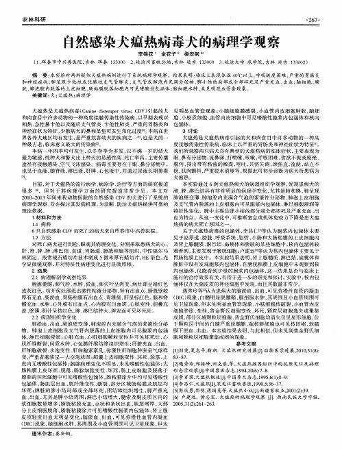 自然感染犬瘟热病毒犬的病理学观察