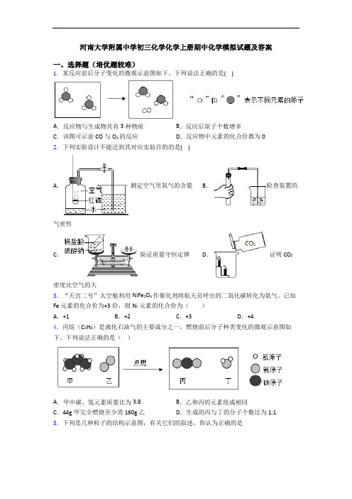 河南大学附属中学初三化学化学上册期中化学模拟试题及答案